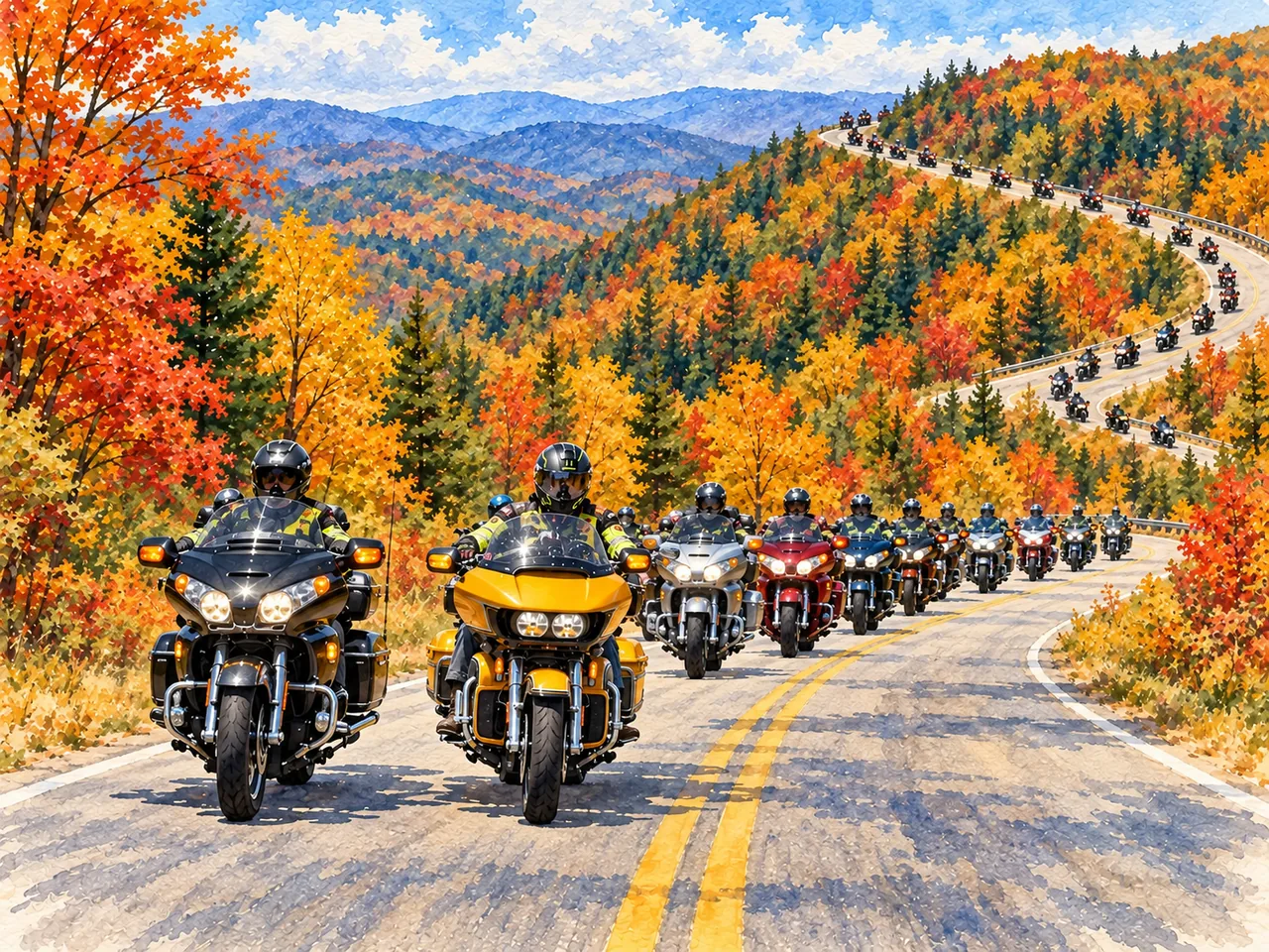 Fall Ride Through Changing Leaves